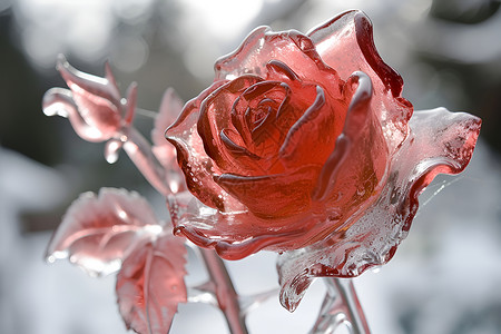 冬日冰雕花卉背景图片