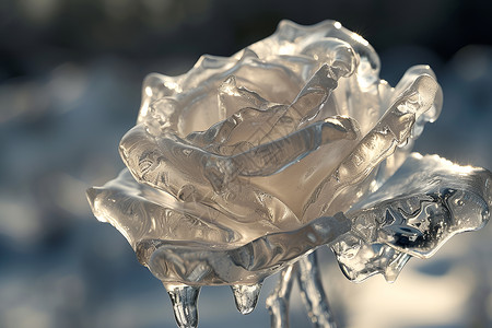 冰雕玫瑰冬日静美背景图片