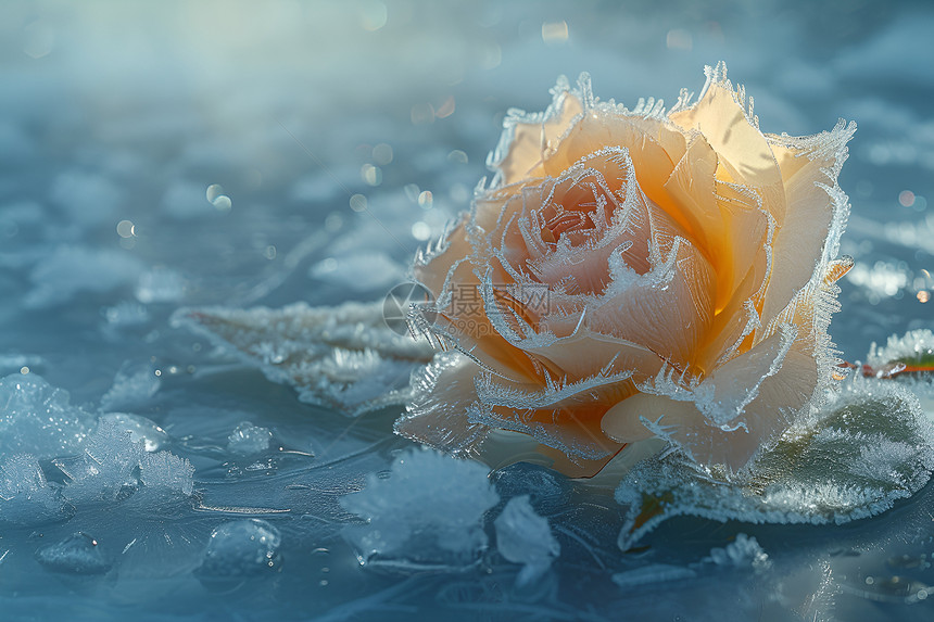 冰雕玫瑰静谧之美图片