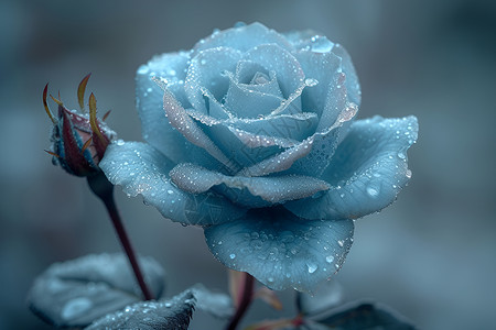 玫瑰花蓝美丽的蓝玫瑰花插画