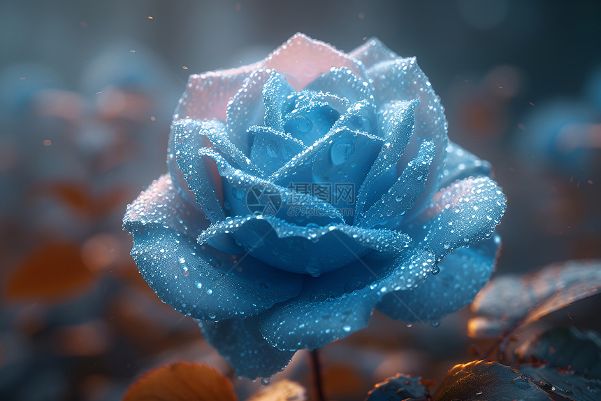 冰冻的蓝色玫瑰图片