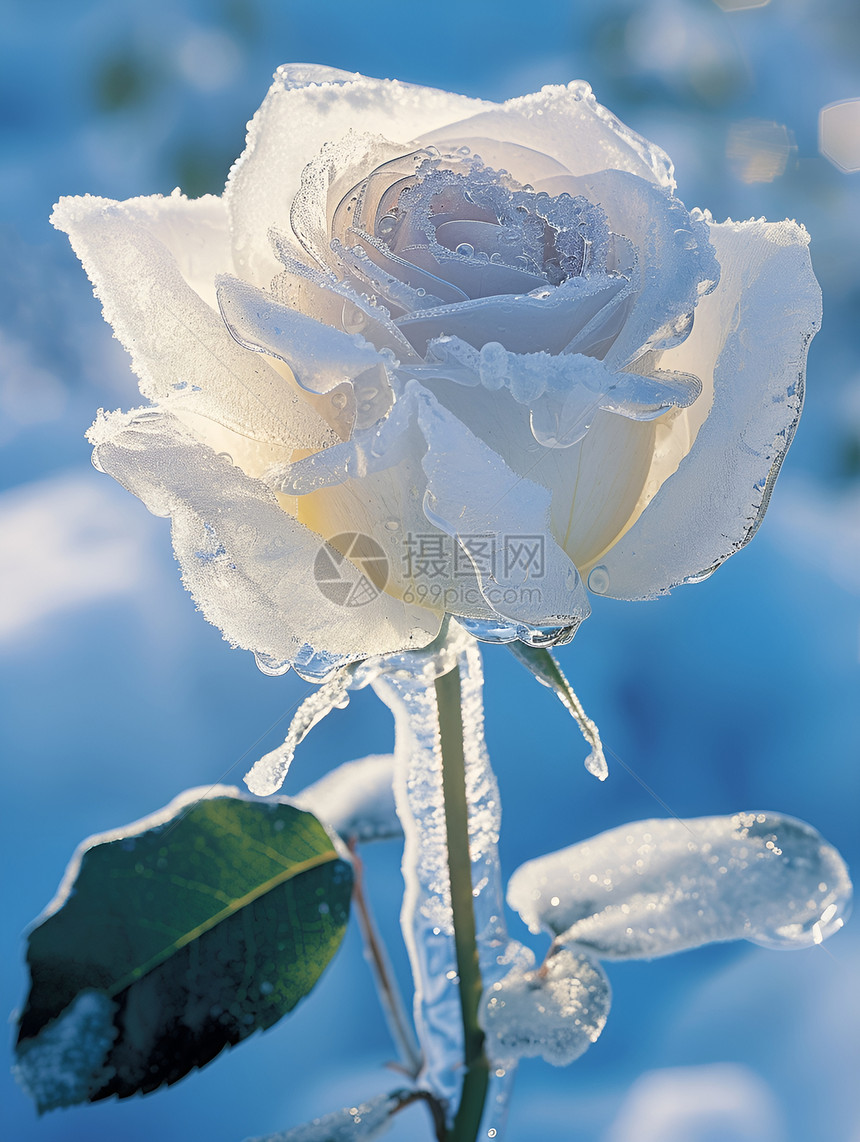 冰雕玫瑰寒风中的芳香图片
