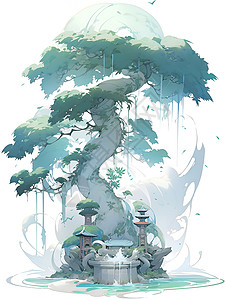 中式树形背景图片