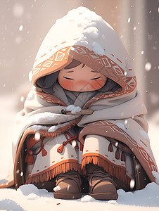 冬日里的小女孩背景图片