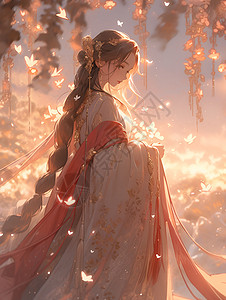 美少女插画背景图片