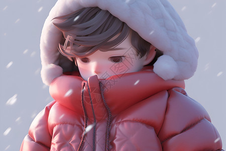 小男孩在雪地里背景图片