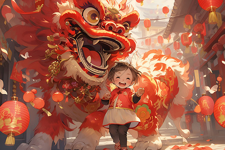 新春舞狮背景图片