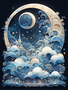 月夜幻境背景图片