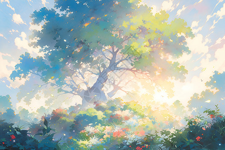 夏日神秘树影背景图片
