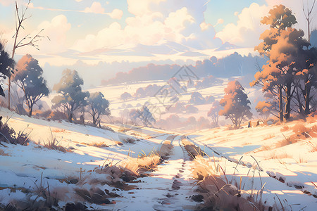 清寒寂静的冬日农场背景图片