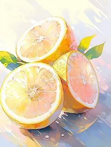 新鲜柠檬的细节描绘背景图片