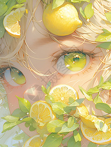 柠檬和少女背景图片