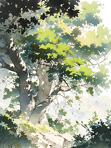 夏日繁茂的大树背景图片