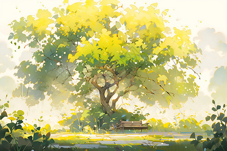 夏日树下背景图片