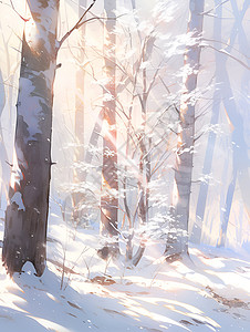 冬日森林的风景背景图片