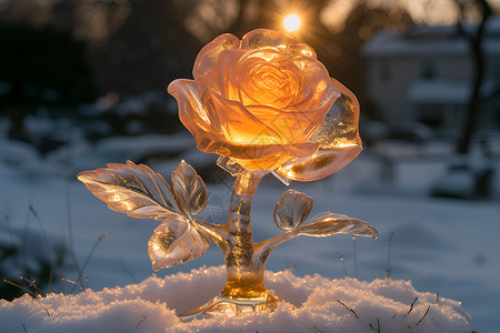 冰雕玫瑰艺术背景图片