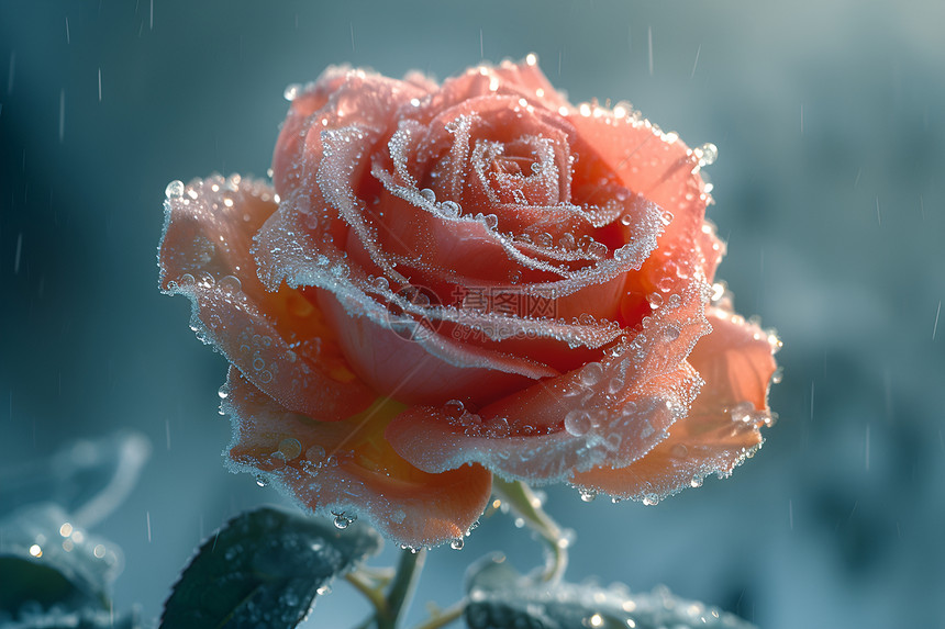 冬季结冰的玫瑰花图片
