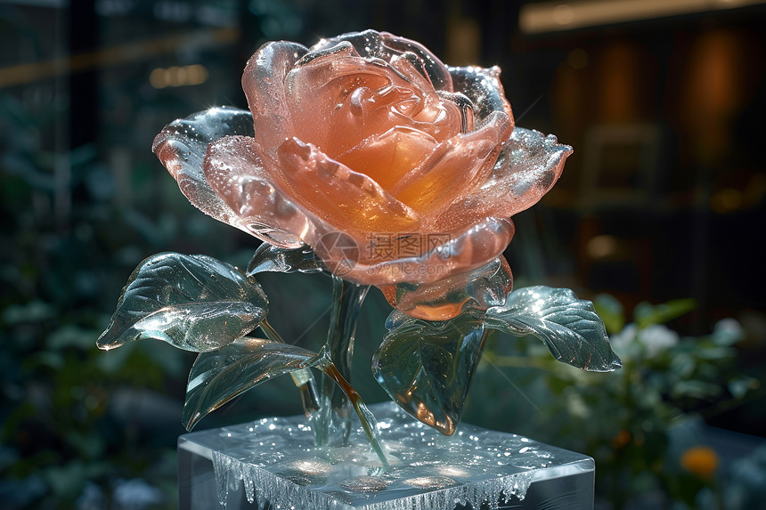 冻结的玫瑰花图片