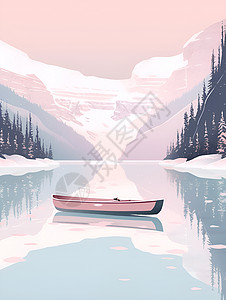 冬日寂静的一只孤独的独木舟背景图片