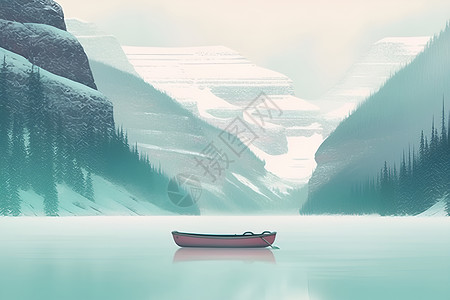 冬日飘渺的寂静湖畔背景图片