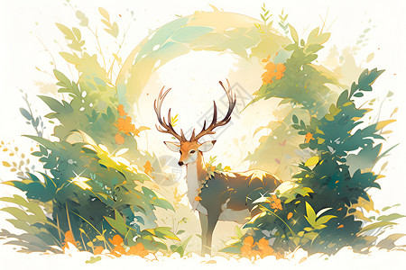 森林中的鹿背景图片