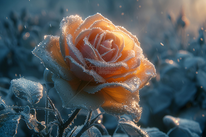 全是冰霜的玫瑰图片