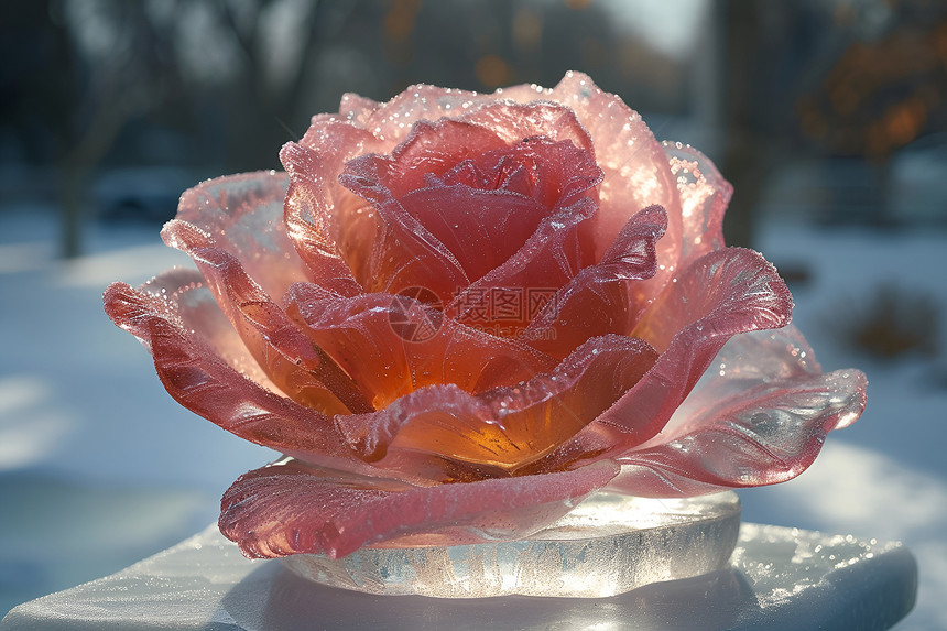 冰雕玫瑰图片