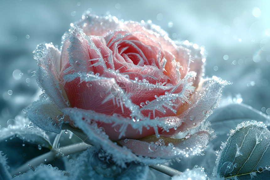 冰雪中的花朵奇观图片