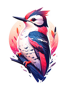 LOGO排版五彩斑斓的啄木鸟矢量图标插画