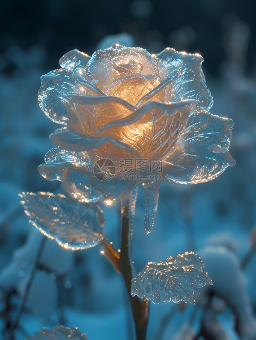 冰封玫瑰的永恒之美图片