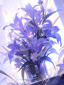 紫色的花瓶花朵背景图片