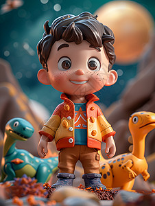 可爱的恐龙玩具可爱的男孩恐龙玩具插画
