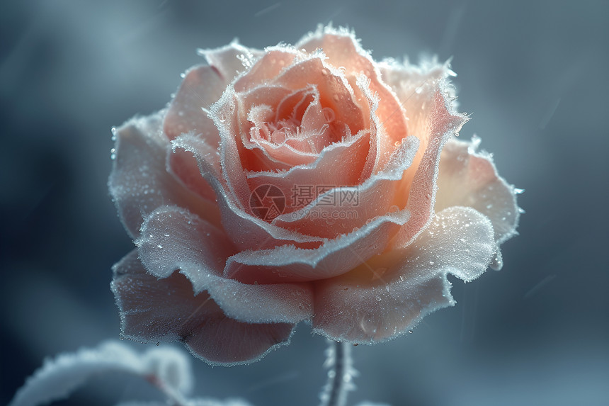 凝结下的冰玫瑰图片