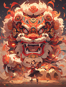 传统喜庆的舞狮背景图片