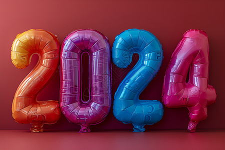 2024彩色气球字体背景图片