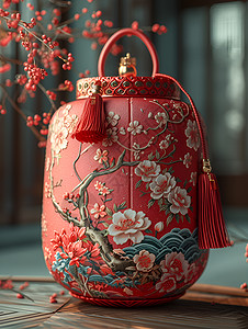 中式红色福袋背景图片