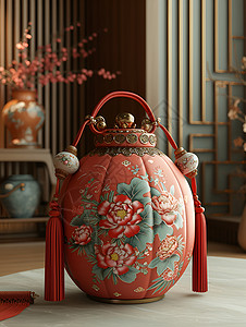 中式雕花素材中式图案的福袋背景