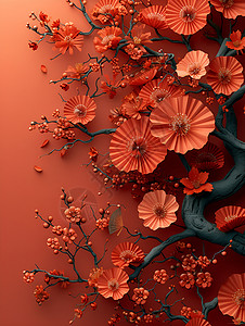 红花立体背景背景图片