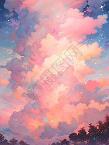 粉色云朵的天空背景图片