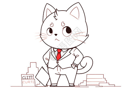 猫咪线稿可爱的猫咪简笔画插画