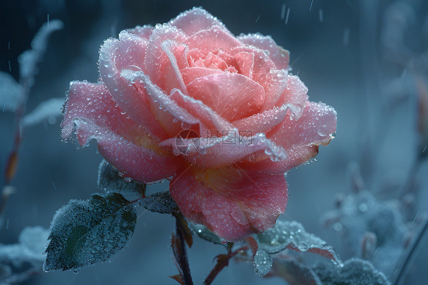 冰雪中的玫瑰图片