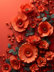 红色的花朵背景图片