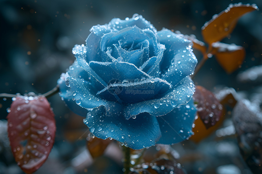 破碎的冰蓝色玫瑰图片