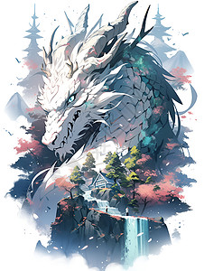 山林间的白色巨龙背景图片