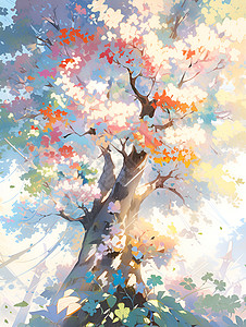 夏日枝叶茂盛的树木背景图片