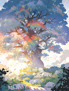 夏日仙境树木背景图片