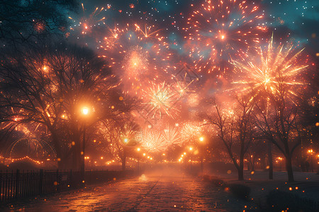 夜空中绚丽烟花高清图片