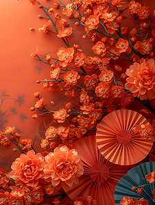浓烈的红色主题花卉背景背景图片
