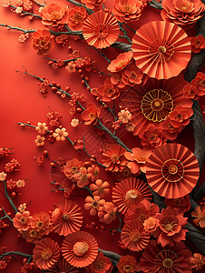 红墙花卉背景图片