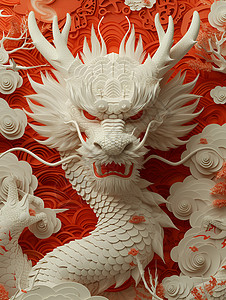 龙雕刻威风的中国龙插画